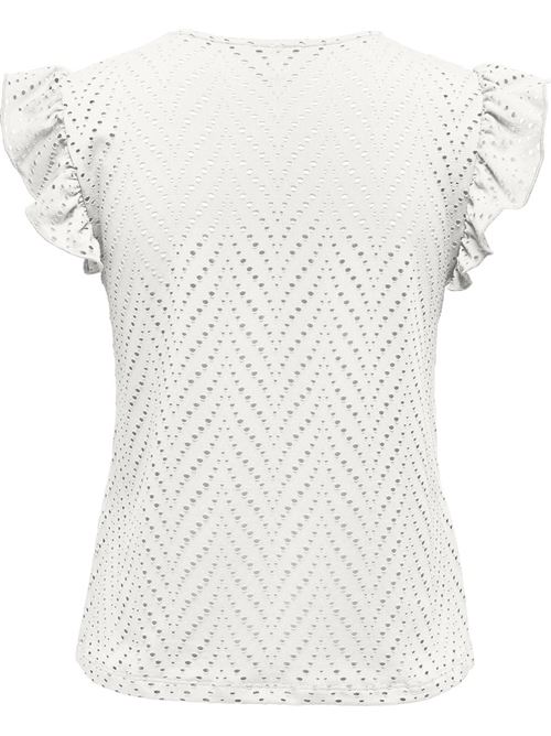 ONLSMILLA S/L V-NECK FRILL TOP JRS ONLY | 15349061/Cloud Dancer